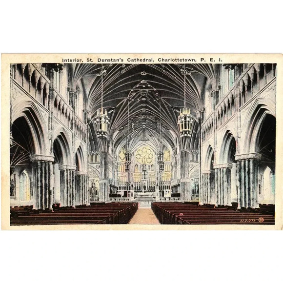 Interior, St. Dunstan's Cathedral, Charlottetown, P. E. 1. Postcard - Picture 1 of 2